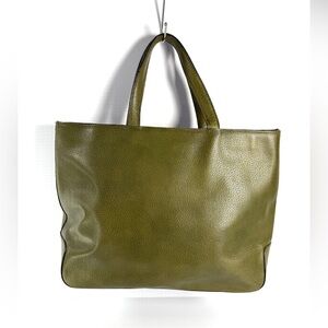 Neiman Marcus Moss Green Leather Tote